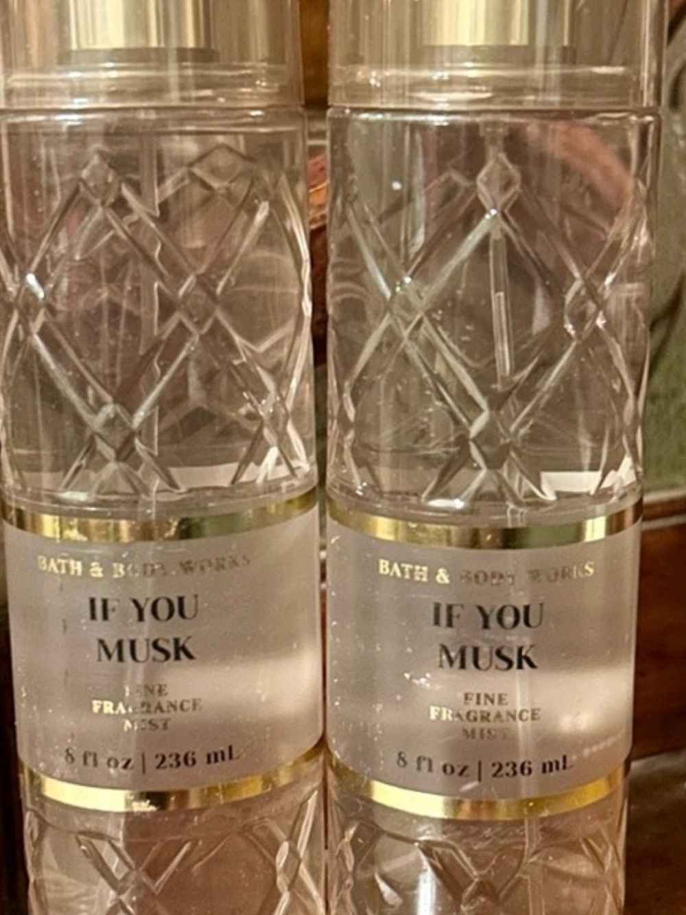 2 Bath & Body Works If You Musk Fine Fragrance Mist - Clear with Gold Accents